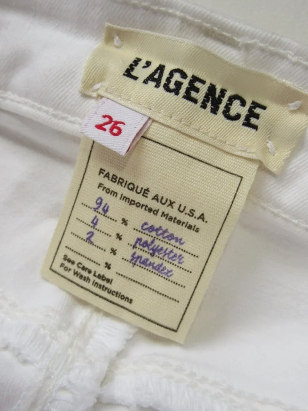 NWT L'Agence Margot in Blanc High-Rise Skinny Crystal Racing Stripe Jeans 26